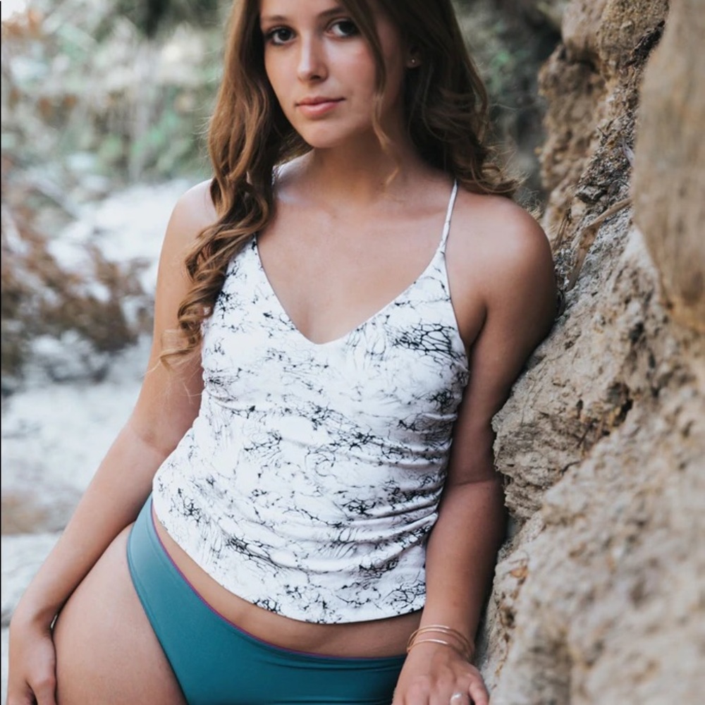 Candy Strand reversible crop swim top